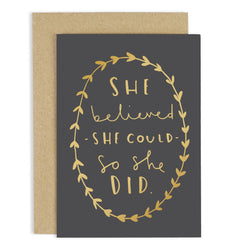 Boss lady card. Girl quote card. Motivational cards. Encouragement cards. Inspirational cards. She believed she could so she did greeting card.