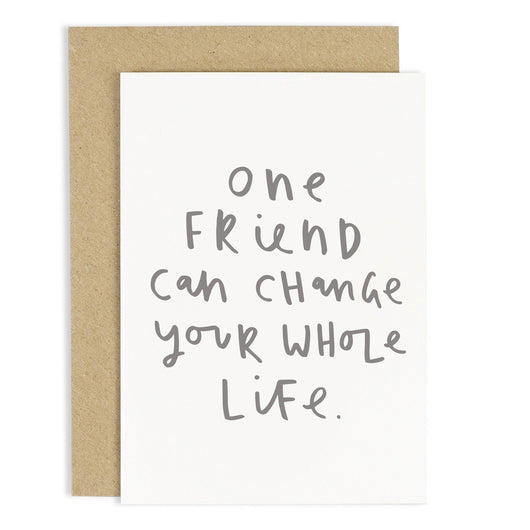 Old English Company friendship card with hand-lettered One Friend quote