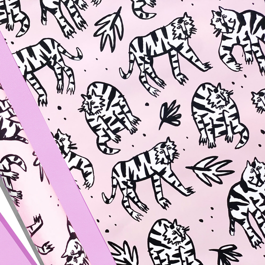 Wild Cats Wrapping Paper. Pink Blush Gift Wrap. Tiger Gift Wrap