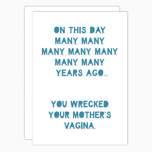 funny birthday card for friend coworker for him for her rude greeting card on this day wrecked mothers vagina