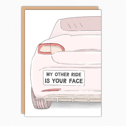 In A Nutshell Studio funny Valentine’s Day card with car bumper sticker illustration