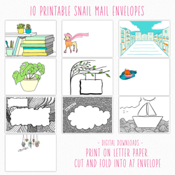 snail mail envelopes printable mail art digital download nutshell cards