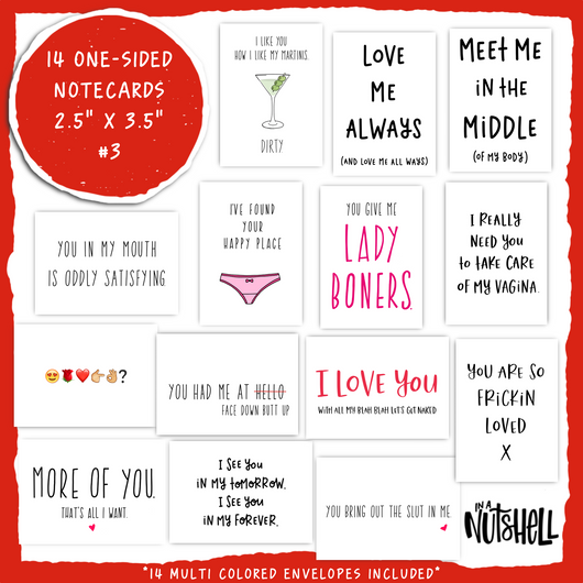 14 Little Mini Love Notes & Envelopes #3. Naughty Boyfriend Cards. Sexy Love Notes. Tiny Note Cards Notecards For Him. Boyfriend Notes IN352