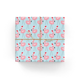 Christmas flamingos animals wrapping paper. Holiday gift wrap. 