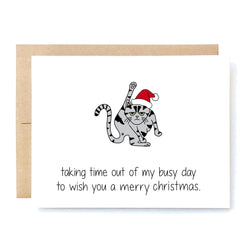 Funny Cat Christmas Card. Rude Holiday Card. Cat Lover Gift. Taking Time Out Christmas In A Nutshell Cards Cheeky Kumquat Santa Clarita Valencia Gifts