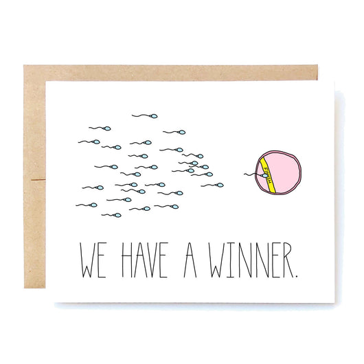 Funny Pregnancy Congrats Card. Funny New Baby Shower Card.  Pregnancy Announcement. We have a winner In A Nutshell Cards Cheeky Kumquat Santa Clarita Valencia Gifts