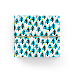 Holiday gift wrap. Illustrated wrapping paper. Little Green Christmas trees