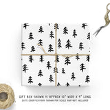 Modern illustrated skinny black and white trees holiday wrapping paper 2