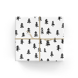 Modern illustrated skinny black and white trees holiday wrapping paper