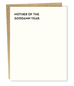 card for mom funny mothers day cheeky sassy greeting card inanutshell sapling press mother of the godamn year SP442
