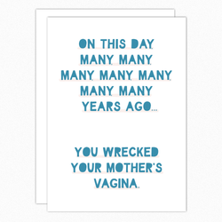 funny birthday card for friend coworker for him for her rude greeting card on this day wrecked mothers vagina