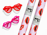 Valentines Day Wrapping Paper. Birthday Lips Gift Wrap. 