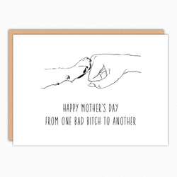 mothers day gift from dog card for dog mom one bad bitch fist bump